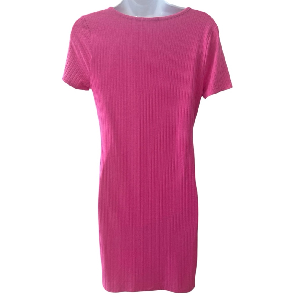 Pink Ribbed Shirt Dress - Picture 2 of 2